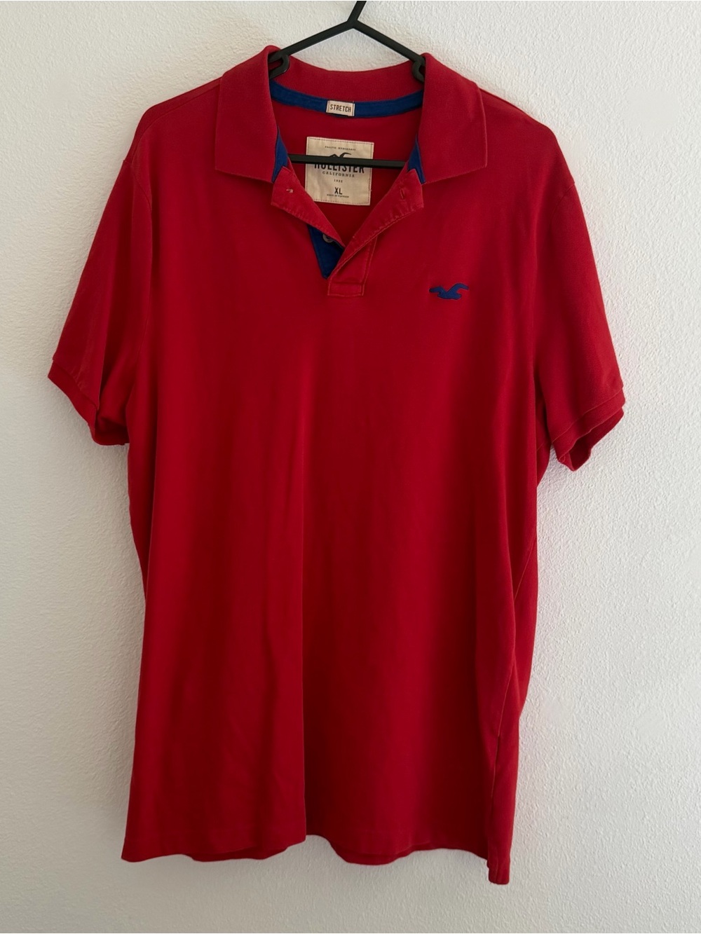 Y2K 2000s Hollister red polo with blue bird